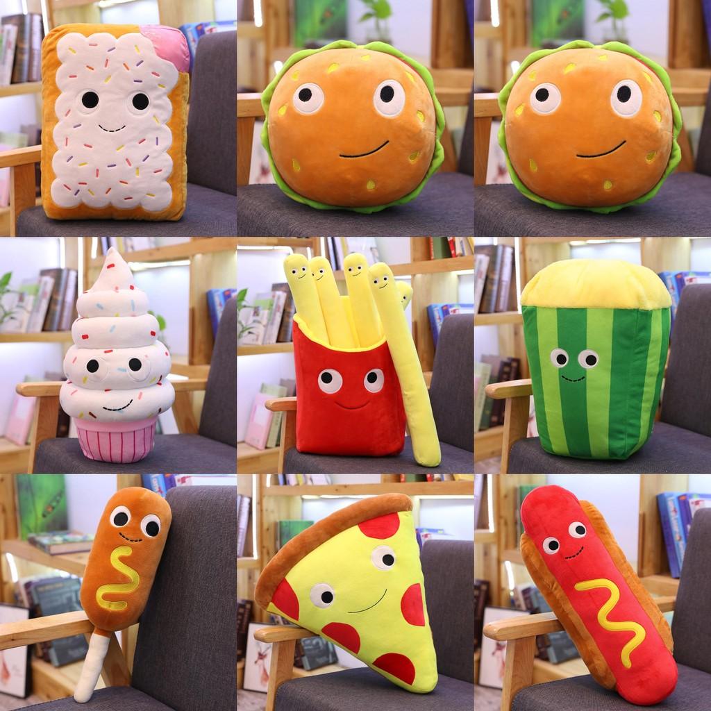 Adorable Plush Hamburger Hot Dog Popcorn Fries Ice Cream Teddy Bear Cushion Toy