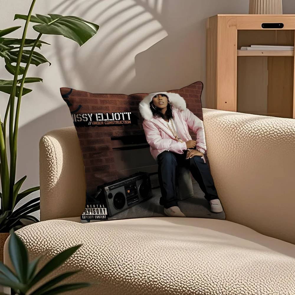 Rapperin M-Missy ElliottS Album Kissenbezug Komfort Sofa Bett Seidig elegant Verdeckter Reißverschluss Individueller Dekorativer Kissenbezug