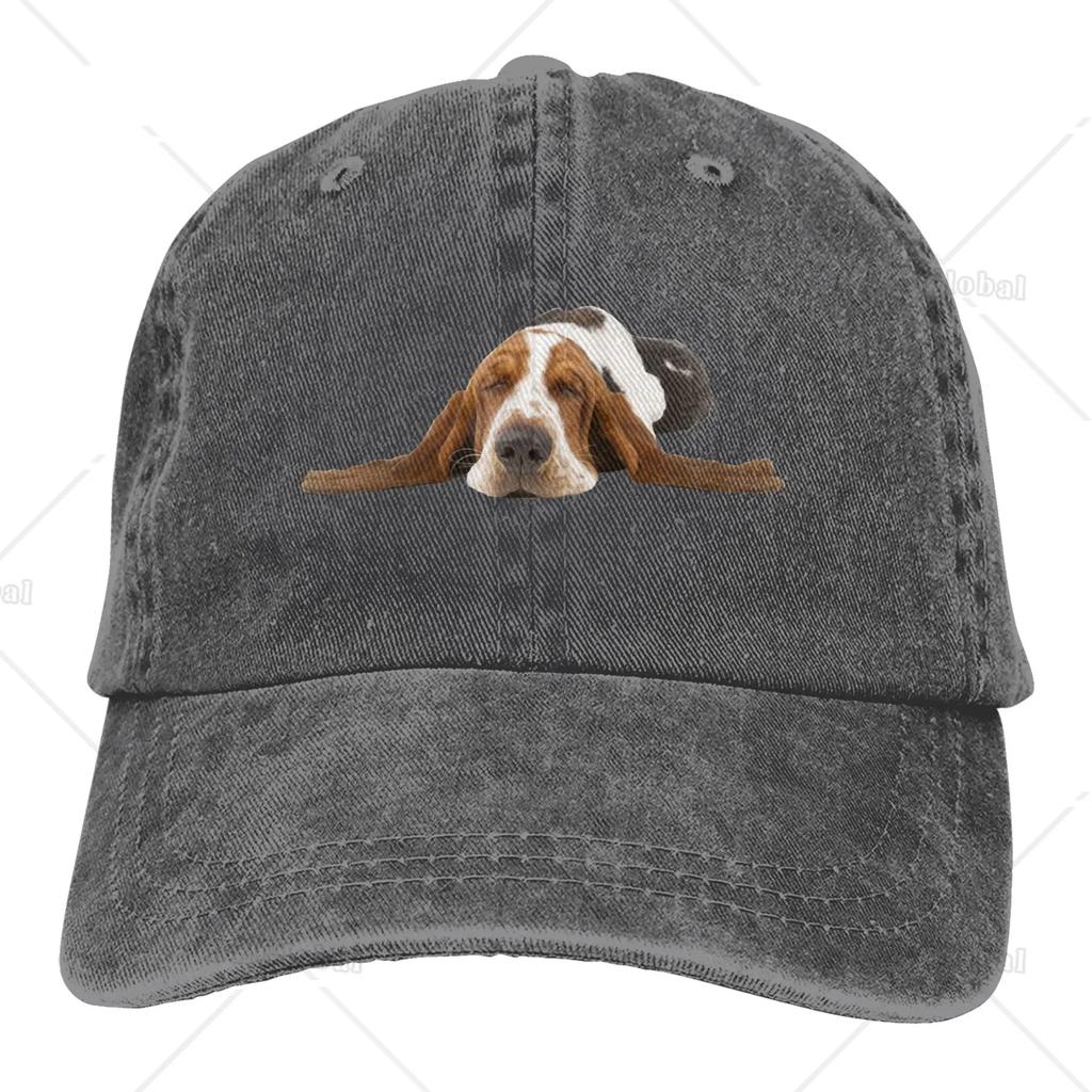 Jeanskappe, Basset Hound Dog Sleep Baseball-Dad-Kappe, verstellbar, klassisch gewaschen, 100 % Baumwolle, Sport für Unisex-Frauen