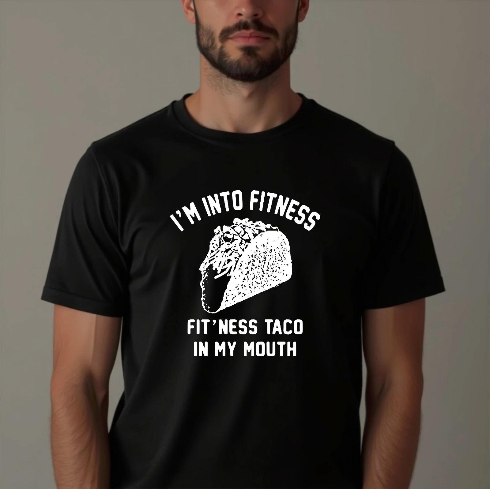 Mens Fitness Taco Funny T-Shirt, Humorous Gym Graphic Novelty Sarcastic Guys Tee L