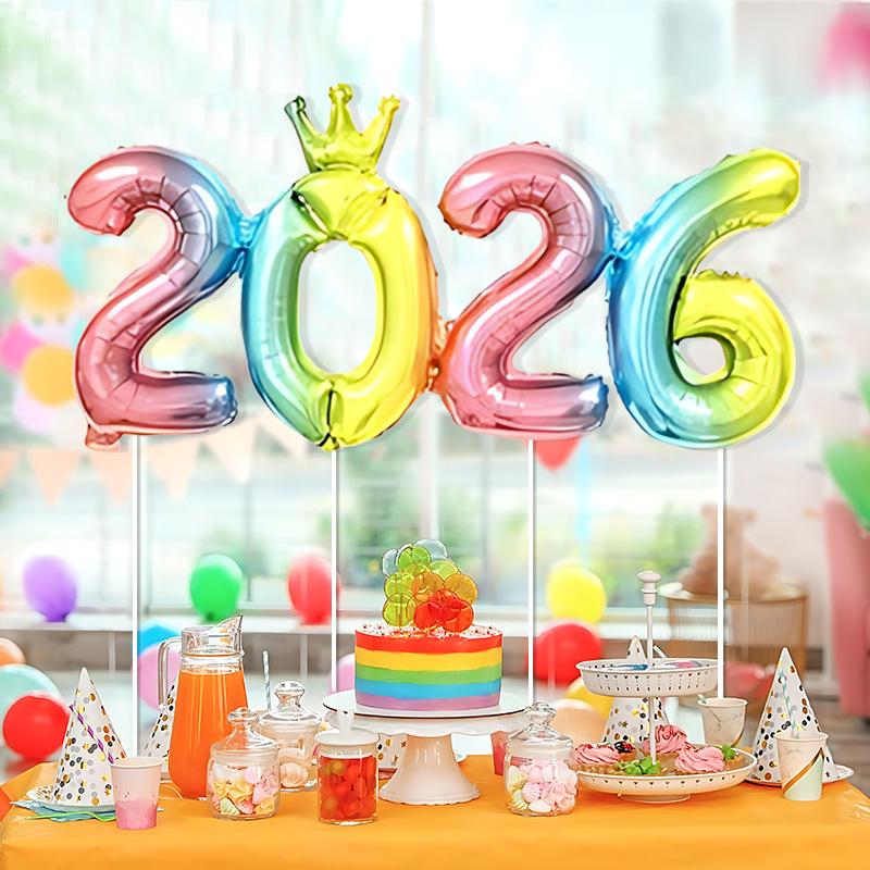 2026 Gold Crown Foil Number Balloons for 2026 New Year Christmas Eve Festival Party Supplies Decorations Christmas Home Decor