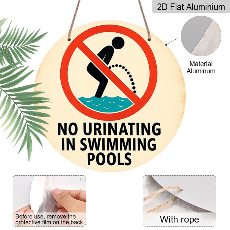 2D Flat 1pc, 8x8 In, No Urinating In The Pool Sign Aluminum Metal Decorative Signs & Plaques, Unique, Durable, Easy To Hang Metal Decoration