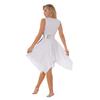Girl Asymmetrical Praise Dance Tunic Dress Lyrical Dancewear Color Block Dress for Prom Party