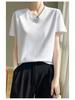 High-Quality Women's V-Neck Short-Sleeve Mercerized Cotton T-Shirt: Non-See-Through, Casual, Sweat-Absorbent, Breathable, Versatile Fit.