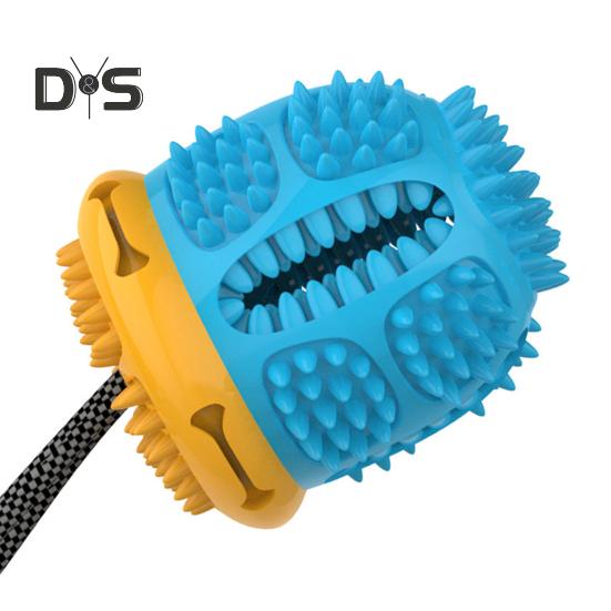 Hundeleke Ball med Sugekopp for Aggressive Tyggere Interaktivt Trekkeleke Valpe Tenner Utleveringsball Selvlek Matballleke