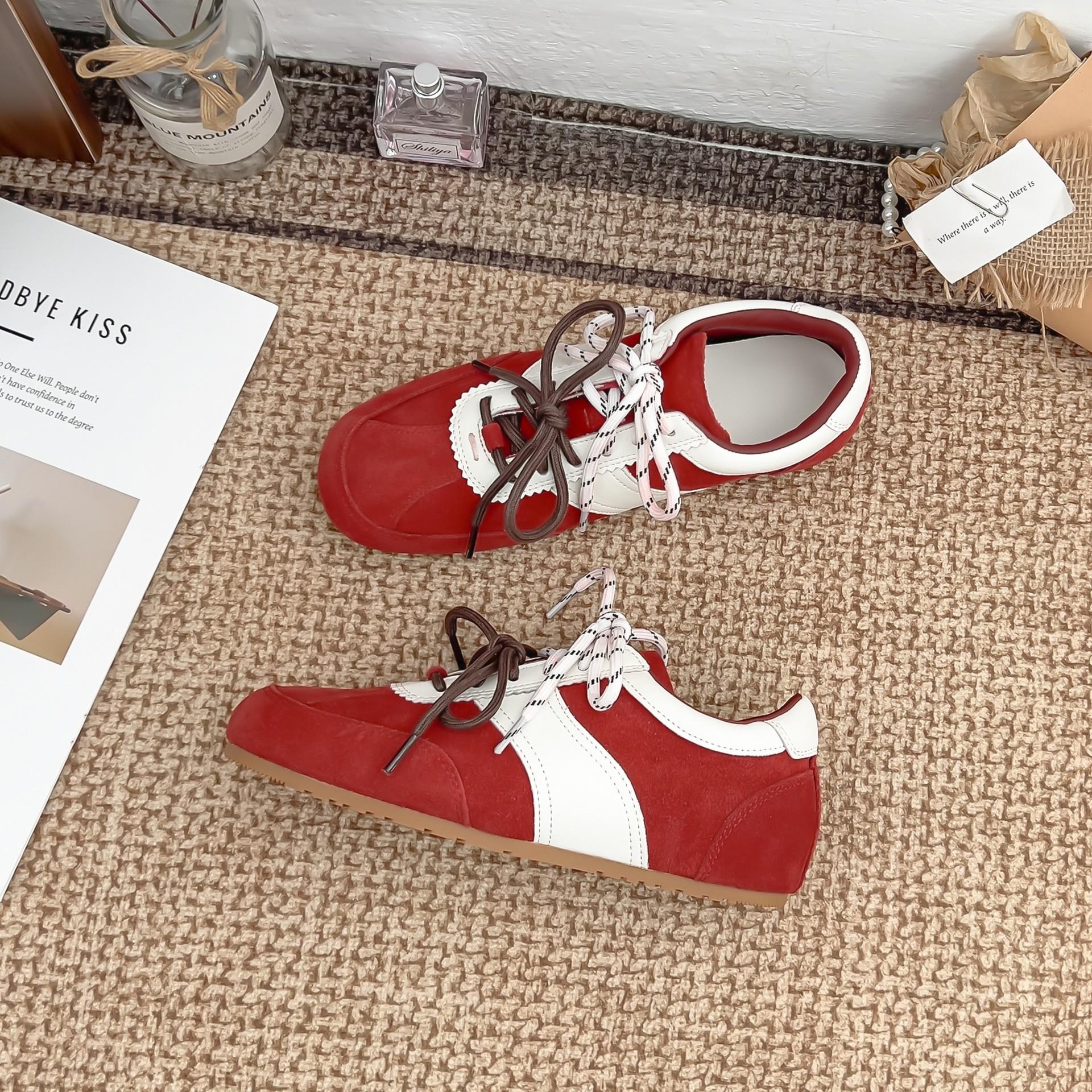 

Grape mother summer new retro sports shoes women s thick-soled inner height increase German training shoes women s versatile shallow mouth Forrest Gum 35