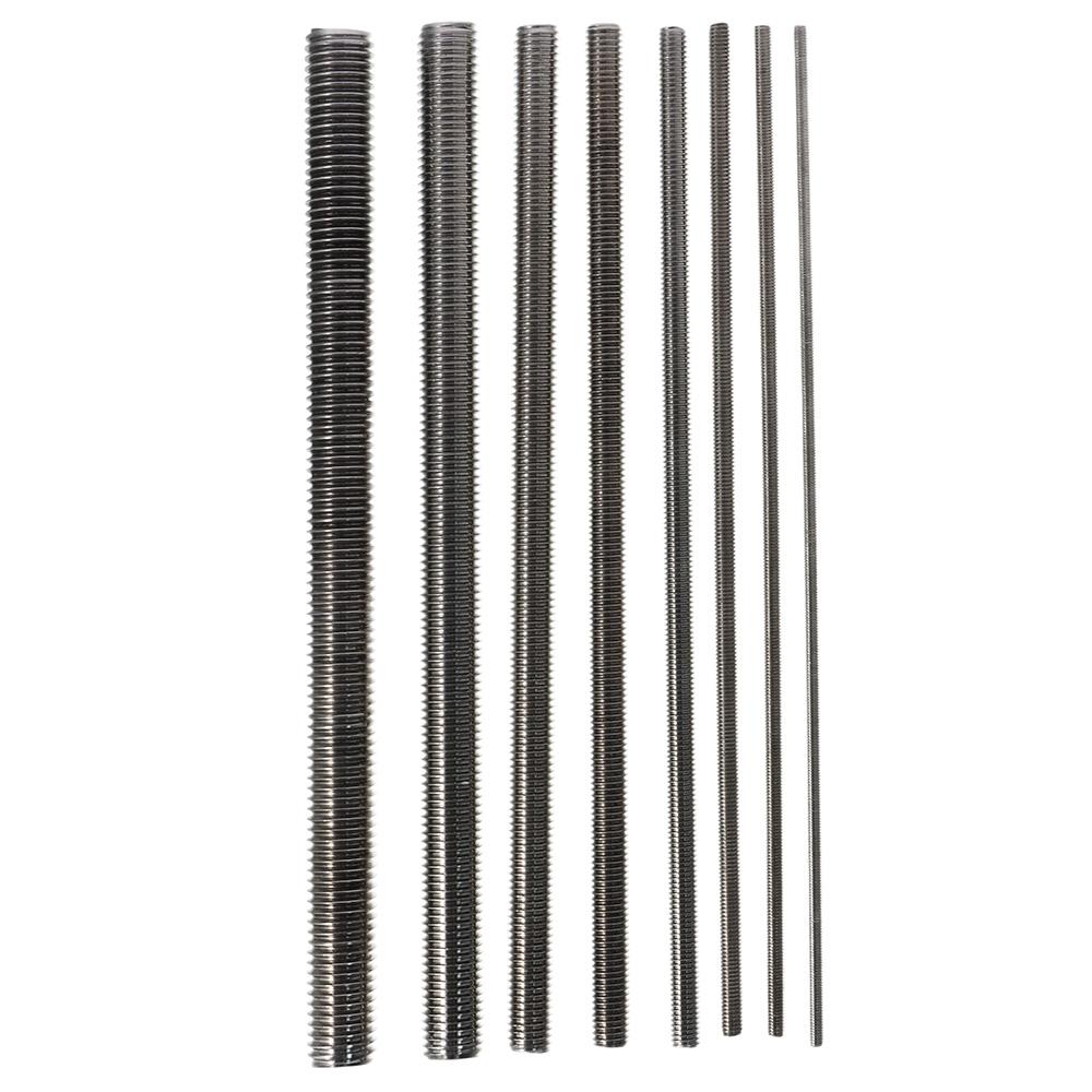 1Pc Round Fully Threaded Rod Silver Tone Bolt Stud Durable Screw Rod Wire  Assembly Fastening