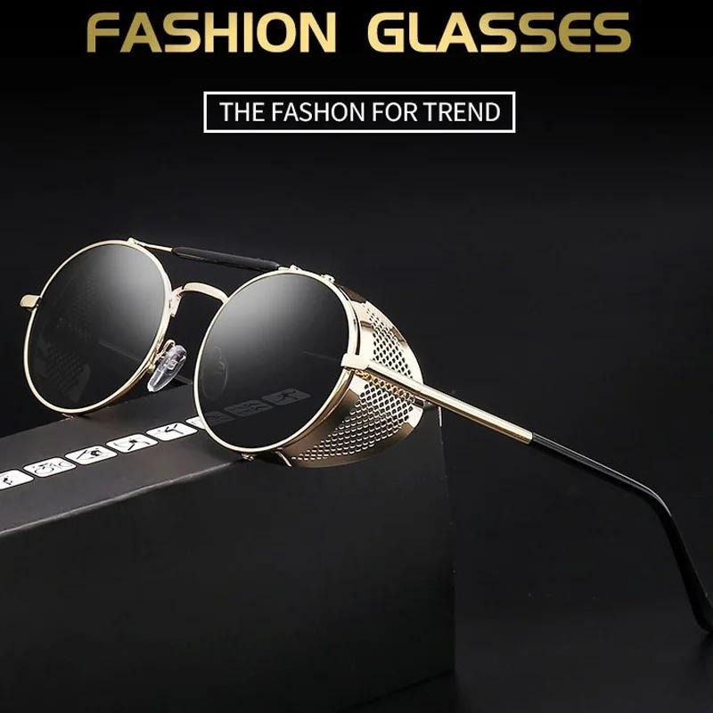 Retro Round Metal Sunglasses Steampunk Men Women Trend Brand Designer Vintage Sun Glasses  Shades Uv Protection