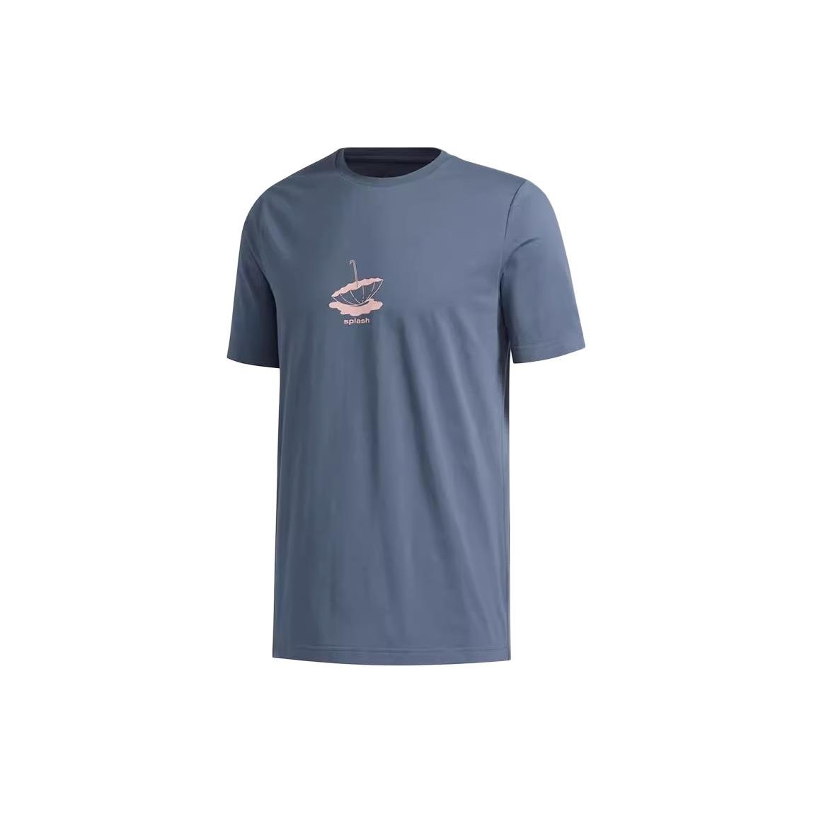 

Adidas Umbrella Print Round Neck Pullover Short Sleeve T-Shirt Men T-Shirts Gray Blue GE4518 XL