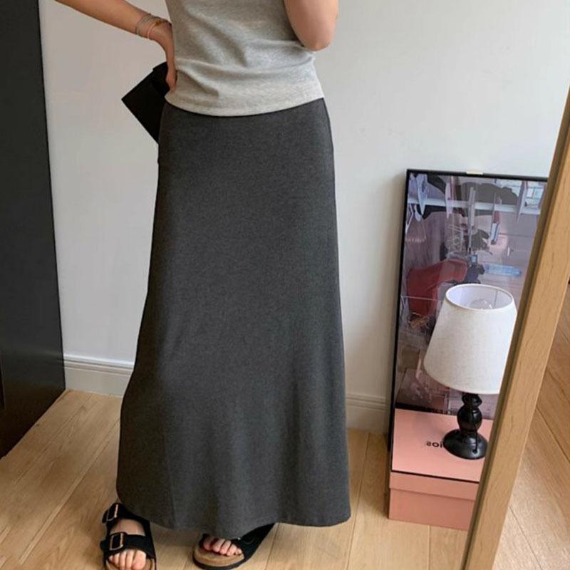 Ice Silk Midi Skirt: Women's Korean Style Summer Casual Bodycon Slimming Skirt