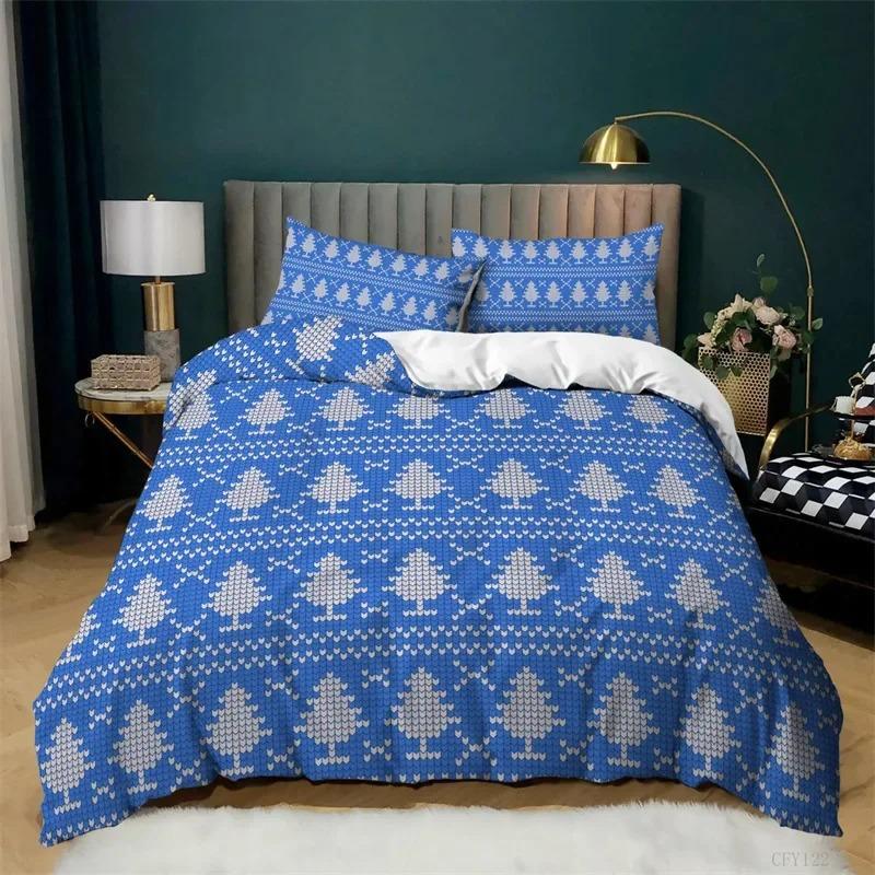 Christmas Deer Duvet Cover Santa Claus Bedding Set Full Queen Microfiber Comforter Cover With Pillowcases For Boys Girls Gifts