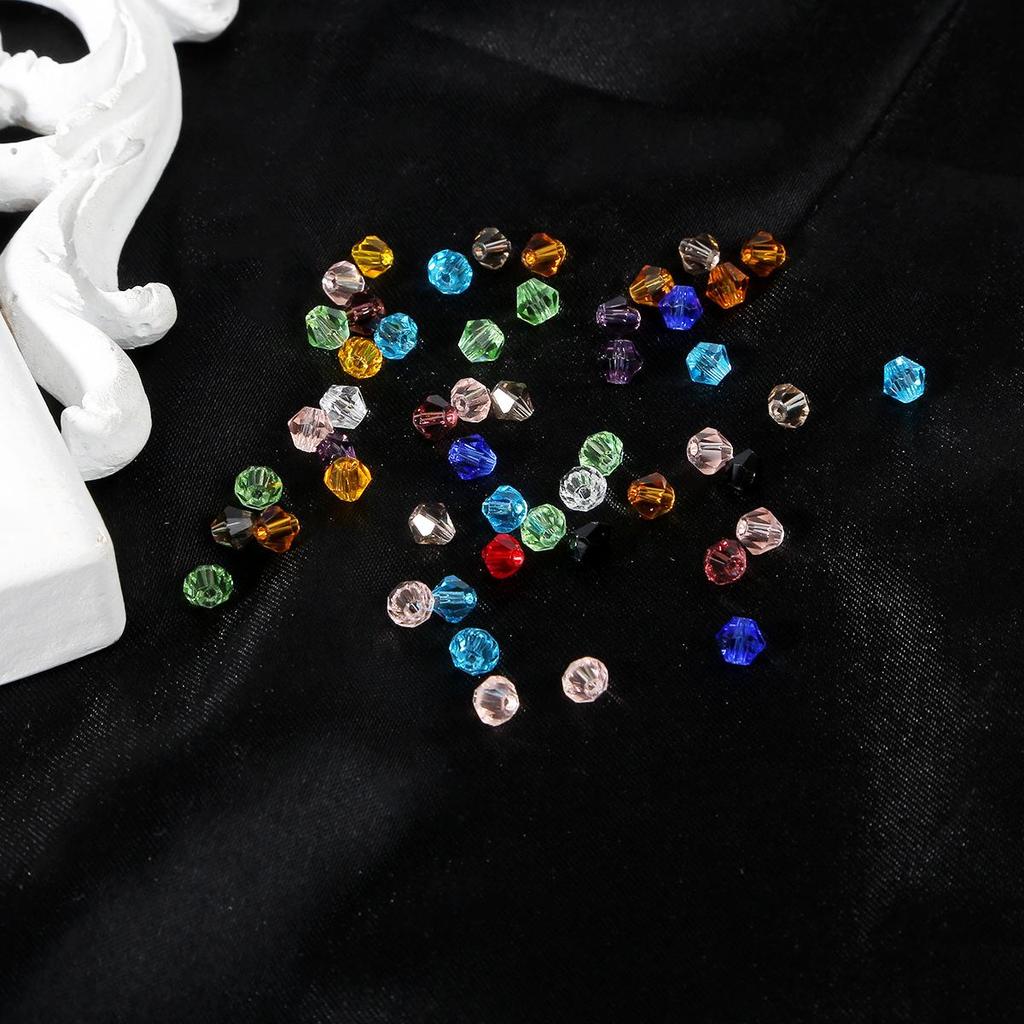 4mm Faceted Diamond Crystal Glass Beads for Handmade Hair Accessories
