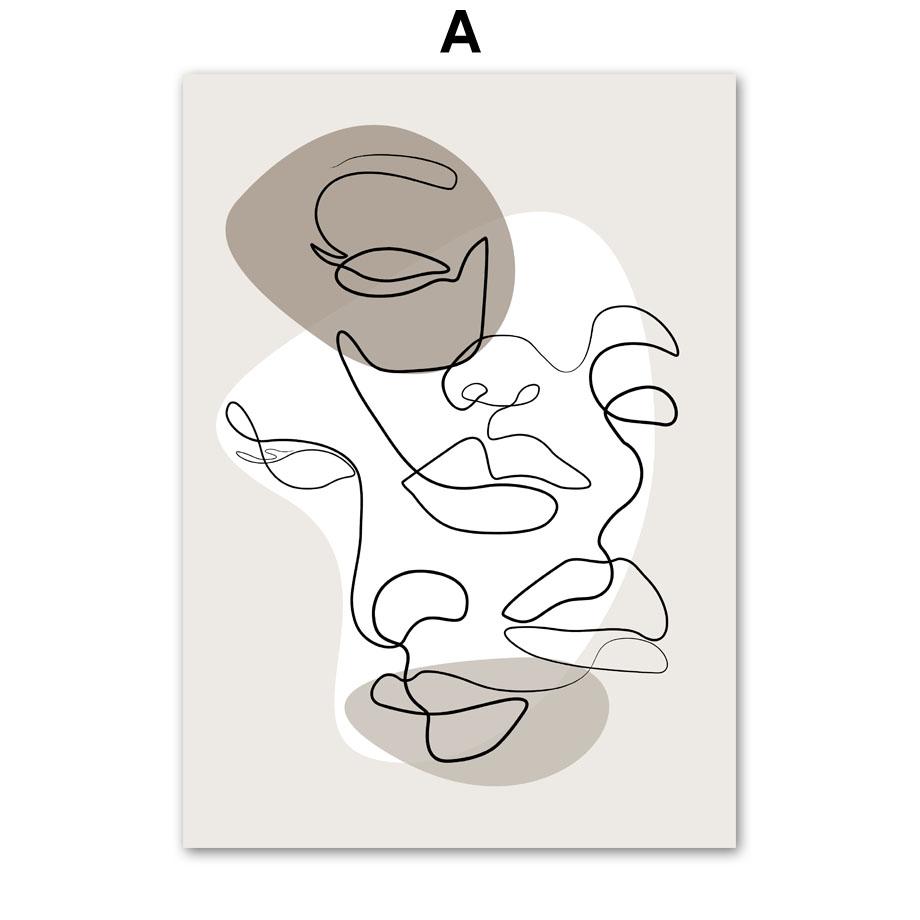 Wall Art Canvas Painting Modern Abstract Line Face Minimalist Nordic Posters And Prints Wall Pictures For Living Room Decoration