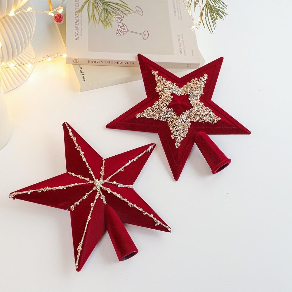 3D Red Glitter Star Christmas Tree Crown Star Pentagram Plastic Christmas Tree Top Star Tree Ornaments Christmas Navidad Gift