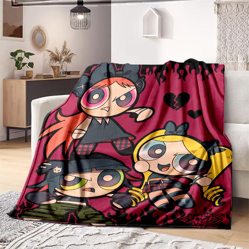 1PC The Powerpuff Girls Printed Blanket, All Season Lightweight Home Office Outdoor Nap Multifunctional Blanket A12