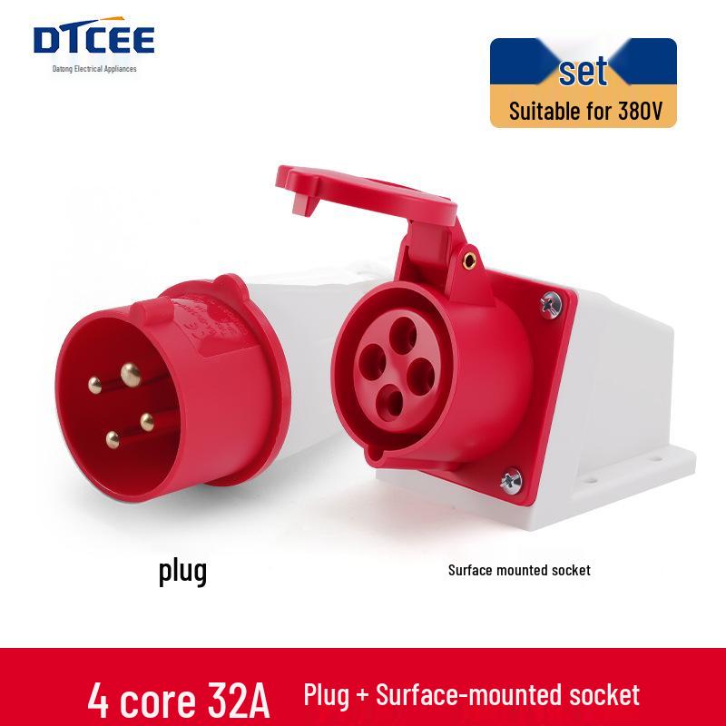 Industrial 16/32A Non-Explosion Proof Aviation Socket with 3-Core, 4-Core, 5-Core Connectors, Three-Phase, Four-Wire, 380V.