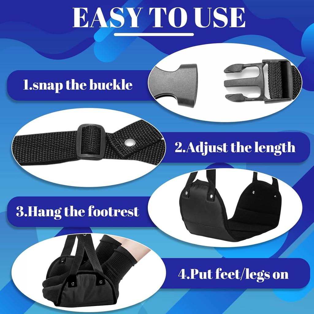 3pack Plane Hang Hammock, Plane Travel Footrests for Swelling/Soreness Relief, Multiple Colors Airplane Footrest