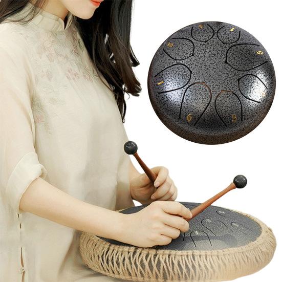 Steel Tongue Drum Rain Chime Hand Drums Sound Healing Instruments Chakra Tank Drum for Musical Education Meditation Yoga Zen
