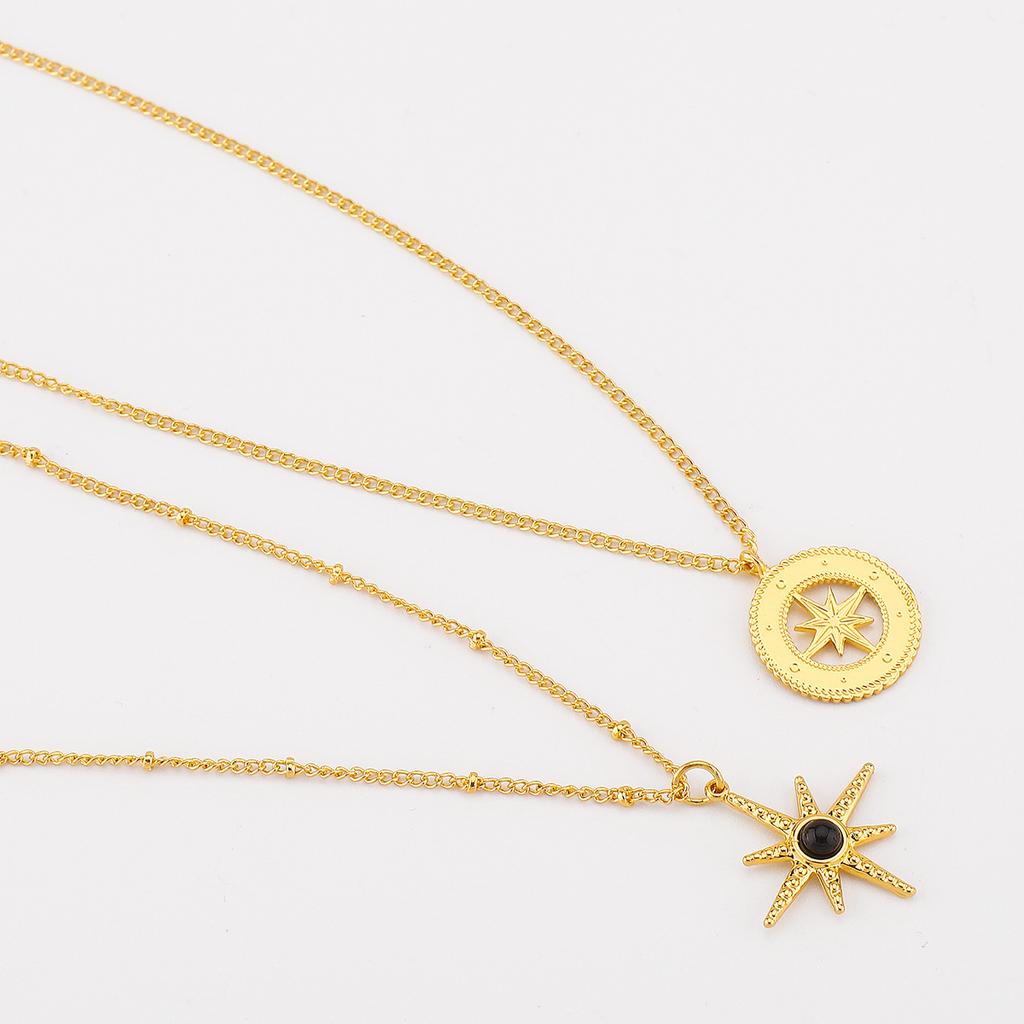 European and American Fashion Personalized Fringed Moon Star Necklace, Retro Temperament Diamond-set Design Clavicle Chain