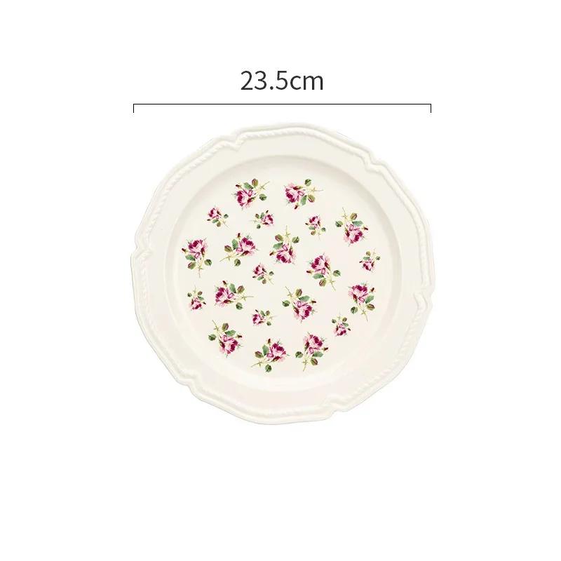 

Набор тарелок с узором «роза» Тарелки для стейка Паста Тарелки Фруктовый салат Торт Кремовый суп Чаша Наборы столовых приборов Романтичные винтажные керамические тарелки
