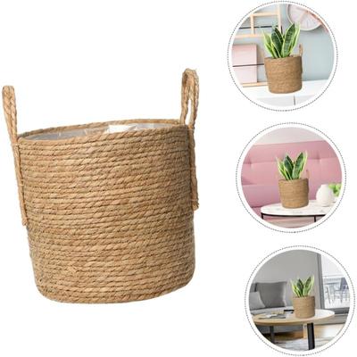 Hand Woven Extra Large Straw Flower Pot Nordic Seaweed Storage Basket Potted Green Plant Floor Indoor Anti-fade Long-lasting