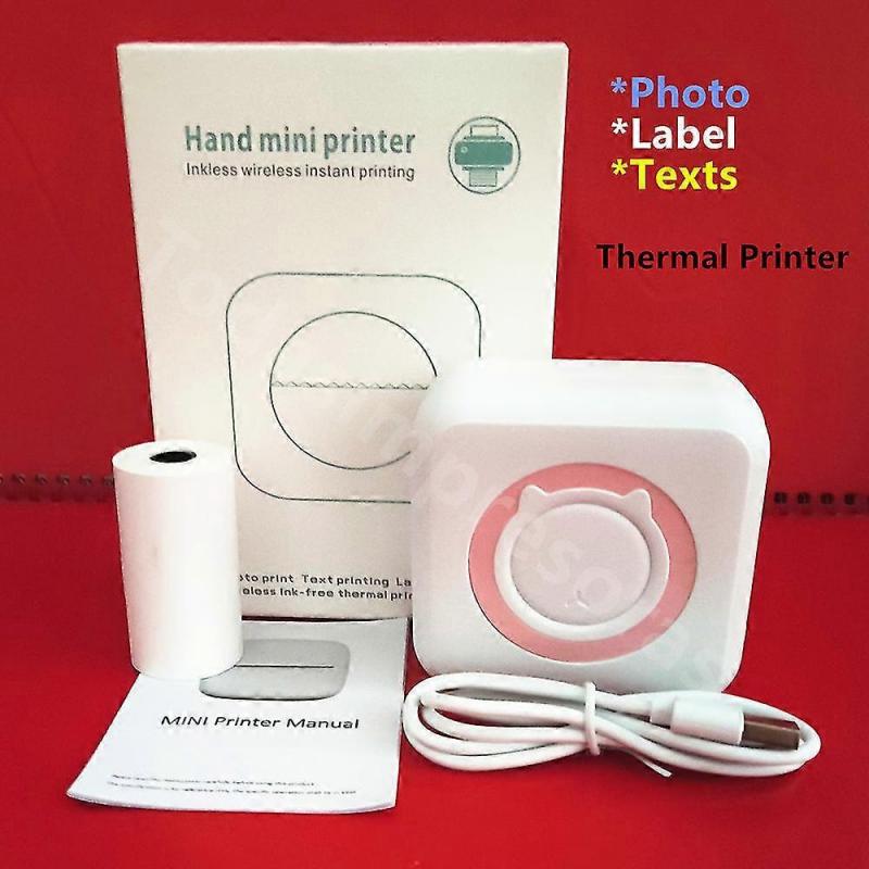 Hq Portable Thermal Printer Mini Cat Print Paper Photo Pocket Thermal Printer 58mm Paper Wireless Bt 200dpi Android Ios Printers