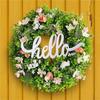 AAAF Alphabet Wreath Green Artificial Wreaths With Hello Sign Flower Wreath For Front Door Wall Window Festival Wreath