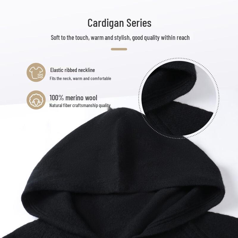 SNOWFLYING Women's 100% Merino Wool Hooded Cardigan Sweater