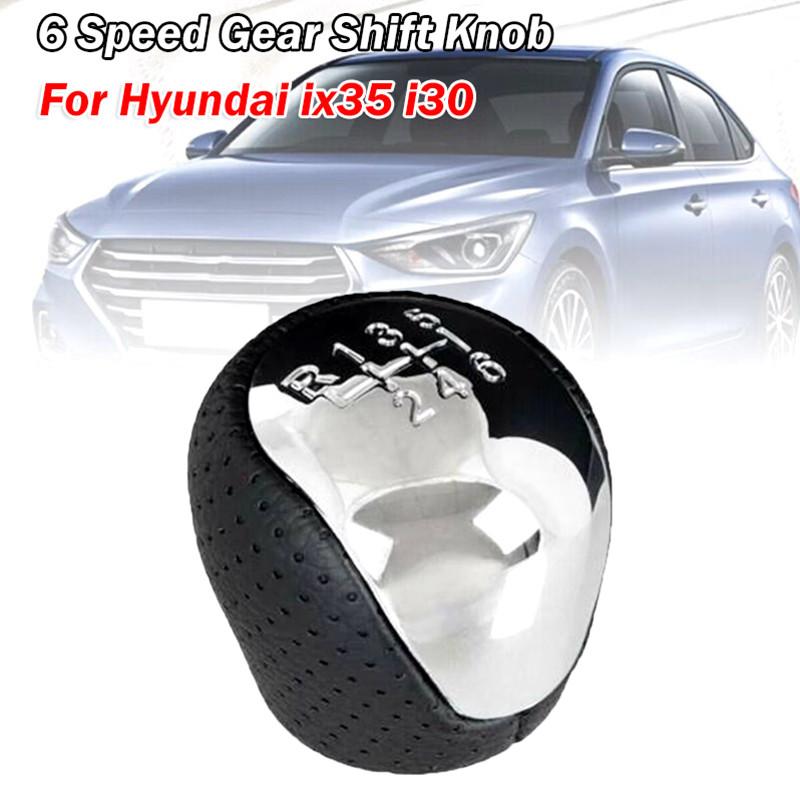 1 Stück PU-Leder + Kunststoff 6-Gang-Schaltknauf passend für Hyundai IX35 2009-2015/Forte 2008-2013