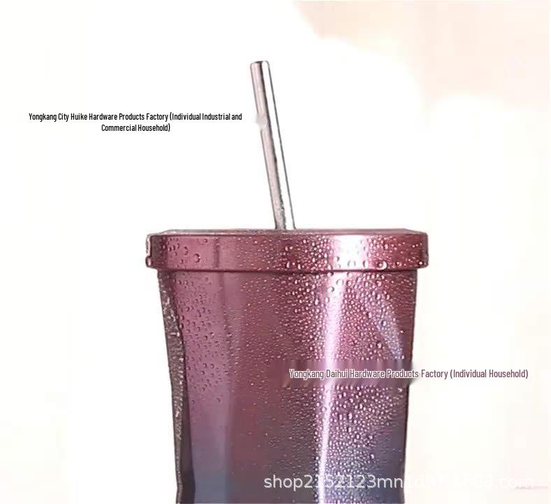 Gradient Double-Layer Insulated Straw Water Cup with Large Capacity