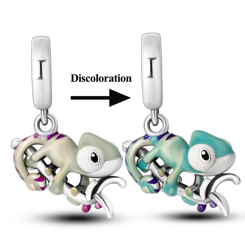 New Copper Charm Heart Tulip Cat Chameleon Heart Love Bead Charm Fit Original Bangle Bracelet Pendant Woman Jewelry