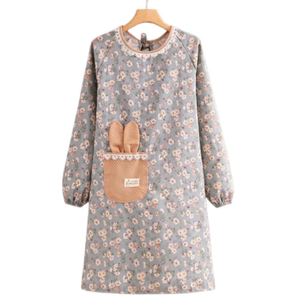 Breathable Long Sleeve Apron Protective Suspender Work Dress Cleaning Apron  Restaurant Use