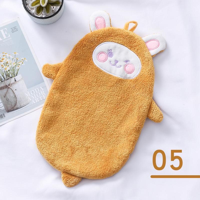JINGRUIXIANG Cute Cartoon Coral Fleece Hanging Hand Towel (2-Pack)
