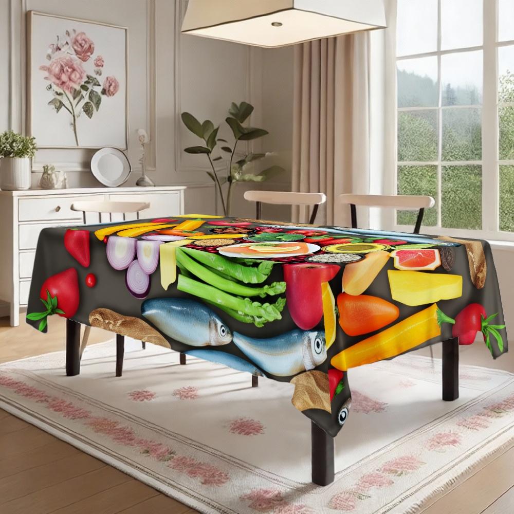 Fruit Vegetable Rectangle Tablecloth for Table Decor Kitchen Dining Waterproof Reusable Table Cloth for Table Holiday Party