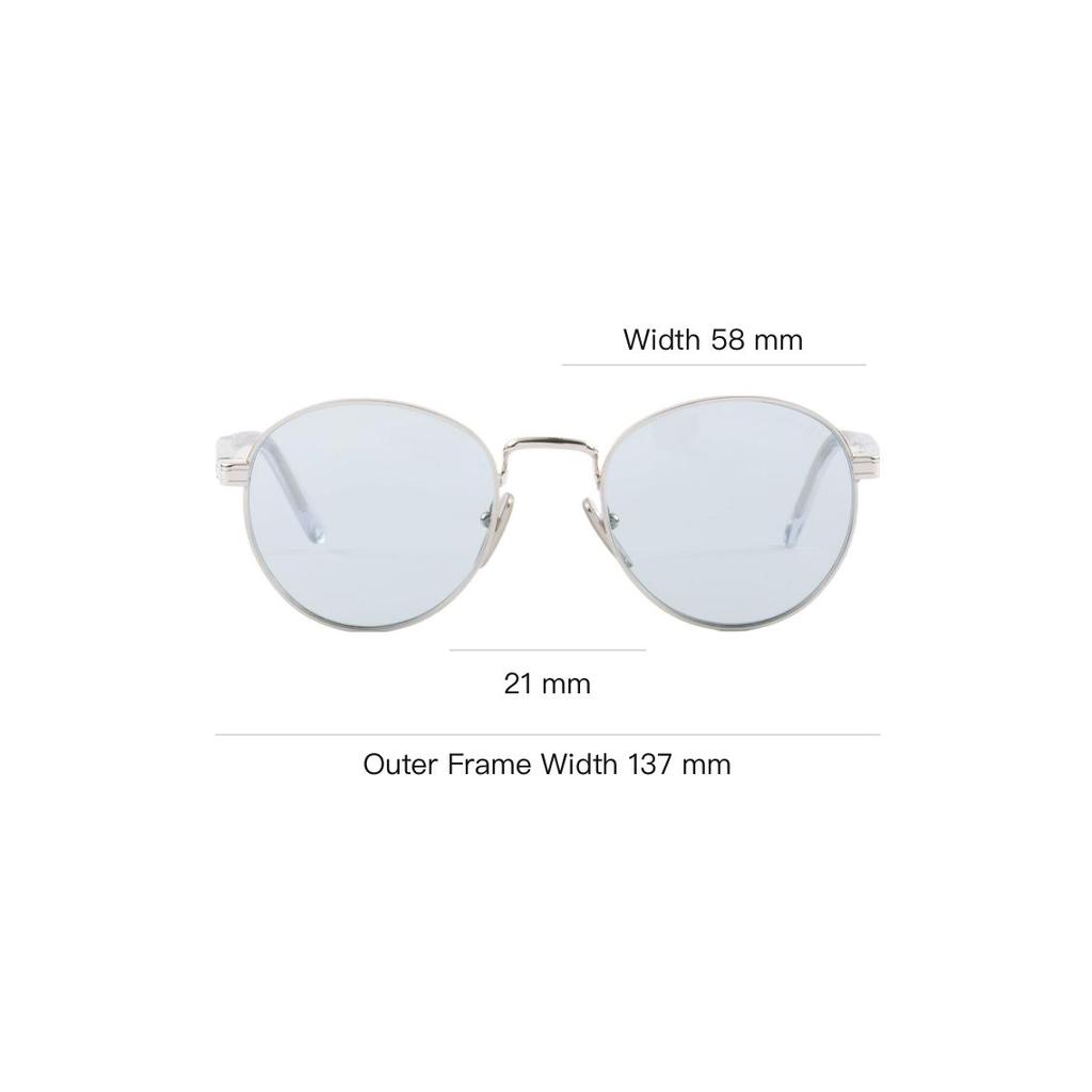 Prada Full Frame Design Metal Round Sunglasses Men sunglasses Silver SPRB51E1BCC053