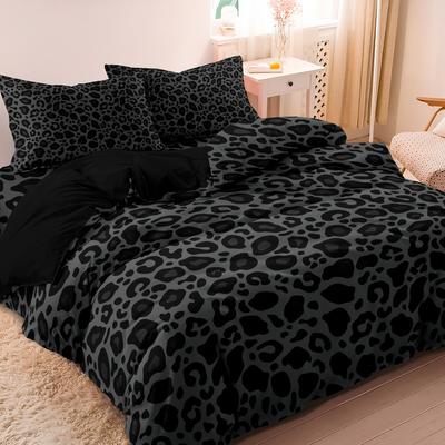 3ks Tmavý Leopardí Vzor Módní Povlak na Peřinu Sada Vysoce Kvalitní Tištěná Luxusní Sada Povlečení