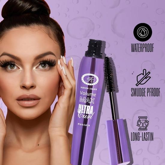 FASHION COLOUR Volume Max Ultra Curl Mascara | Volumizing | Smudge Resistant, Water Resistant | Extreme Volume | Lengthening Mascara for Eyes | 8ml