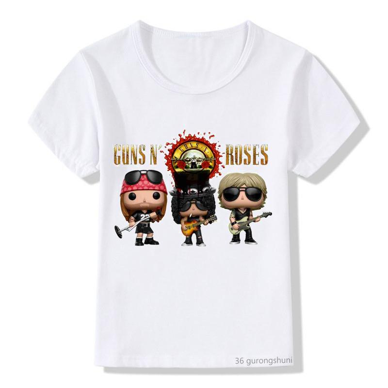 

Детская футболка с принтом Slash Rock Band Gun Roses, с круглым вырезом, коротким рукавом, летняя, для мальчика и девочки, крутая, повседневная, детская футболка, модные топы 110
