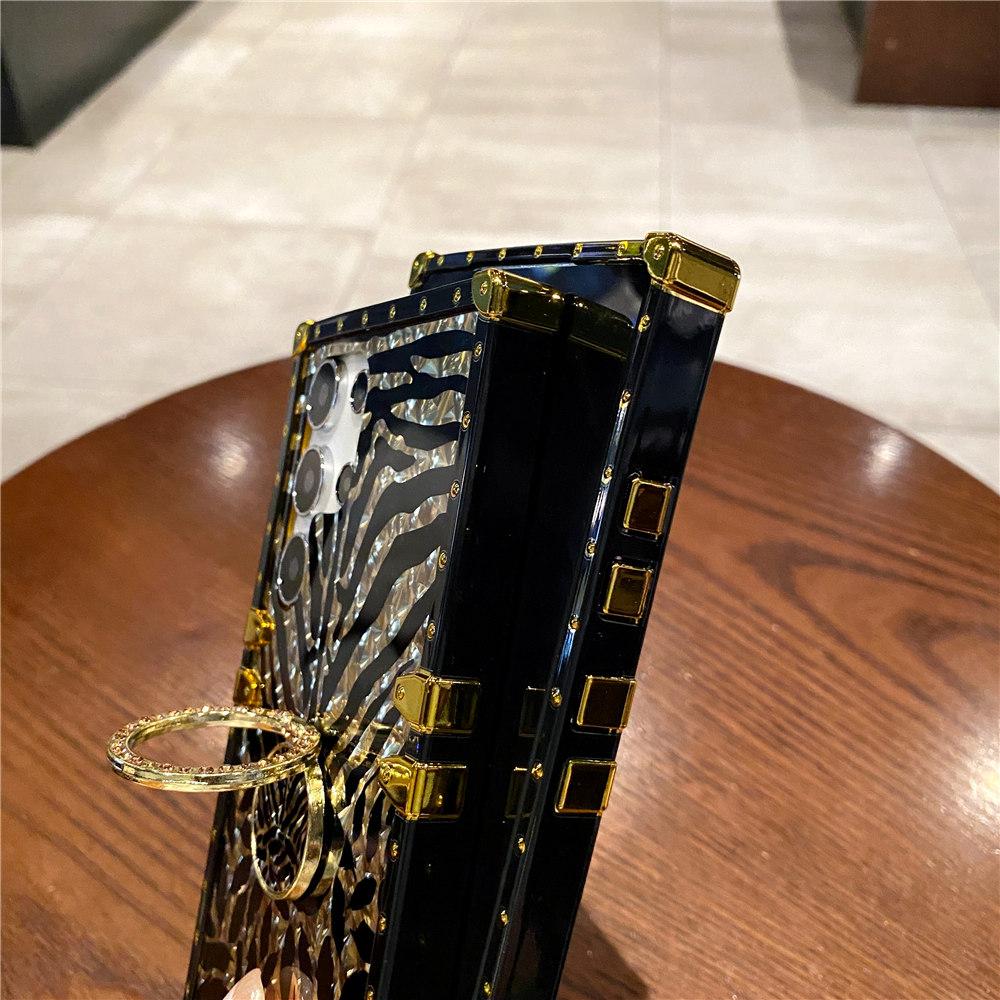 Feather Leopard Print Ring Cover Plating Phone Case For Samsung Galaxy S25FE S24 S23 A54 A51 A71 A52 A72 A82 A22 A20 A50 A70 A40 A60 A17 A26 M40 Flip7