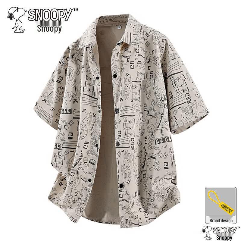 SNOOPY Men s Summer Short-Sleeve Lapel Shirt XL