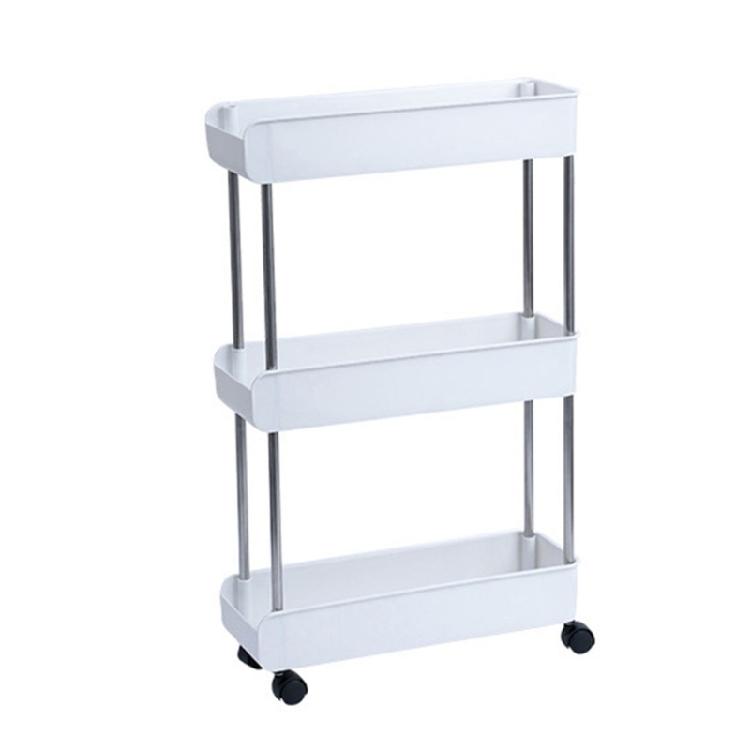 Functional Shelf Wheeled Trolley Space Saving Mobile Utility Cart Storage Holder for Kitchen Storage