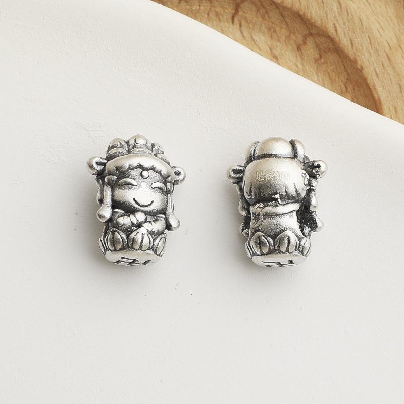 Sterling Silver Chinese Zodiac 8 Guardian Deity Spacer Beads for DIY 3D Handmade Bracelet Accessories