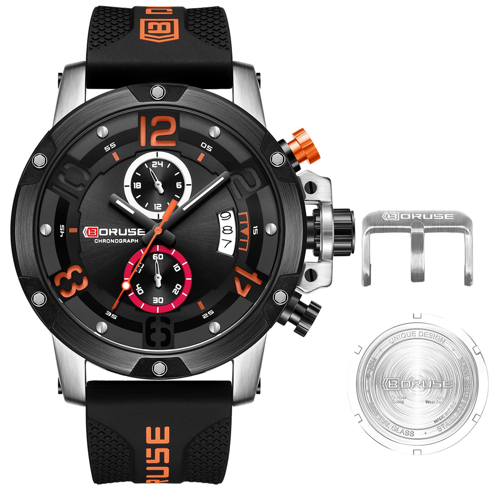 BORUSE High-end Waterproof Leather Watch, Simple Fashion, Business Model, Men s Luminous Quartz Watch No