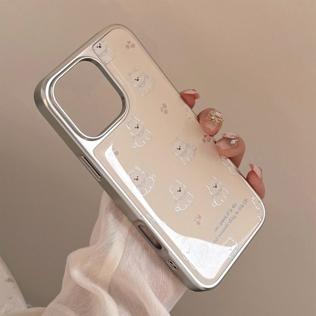 Gilded Ins West Highlands Suitable for Apple 15pro Max Mobile Phone Case Iphone 16 Drop Glue 13 Electroplating 14 Huawei
