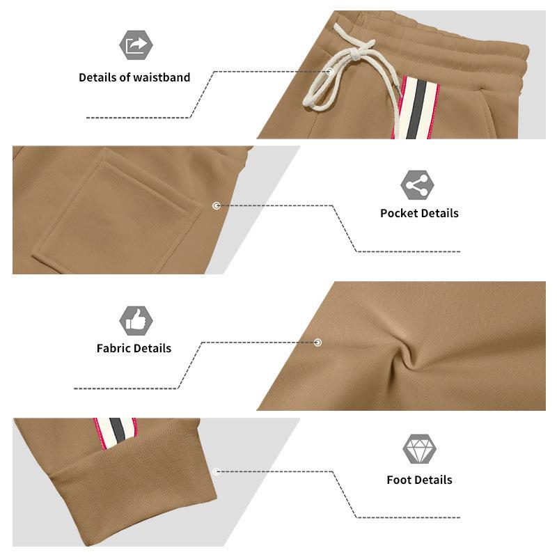 Men Stripe Jogger Sweatpants, Elastic Drawstring Waist Stripe Thigh Panel Side Hand Pockets Ribbed Ankle Cuffs Soft Fleece‑Lined Casual Trousers