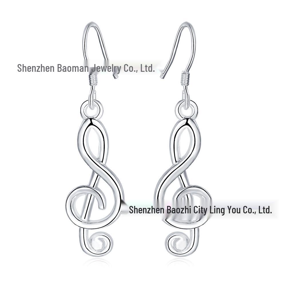 Women's 925 Silver Musical Note Earrings - Stylish, Classic, and Charming Design