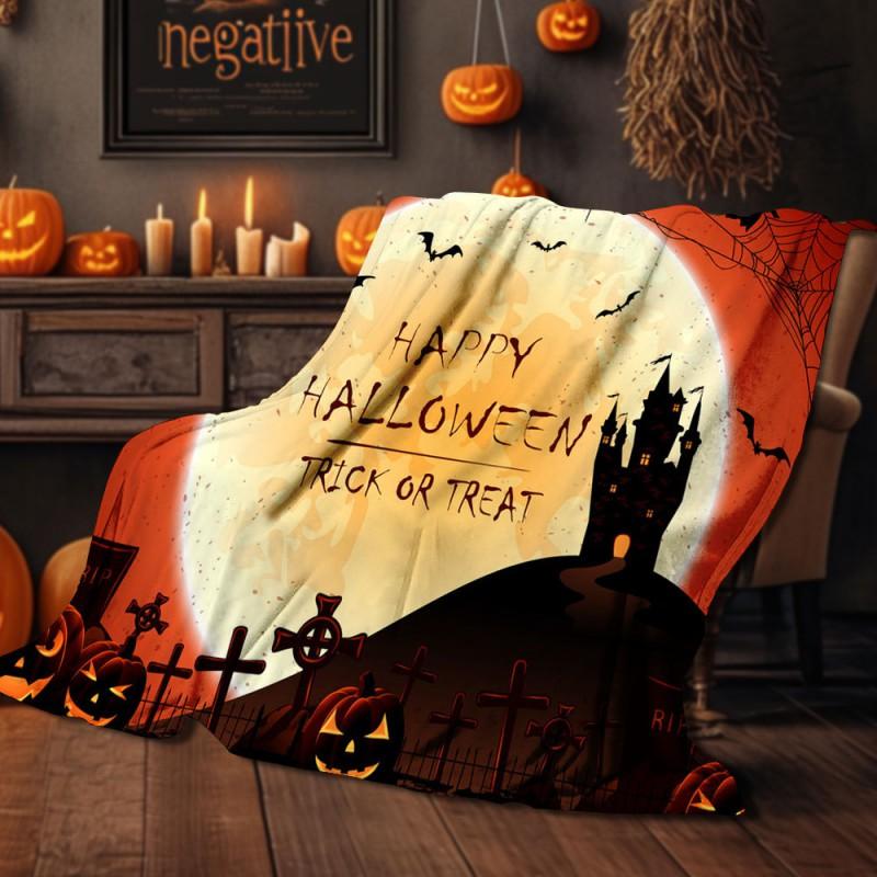 Halloween Print Flannel Blanket Soft Cozy Throw Bed Sofa Plush Fleece 70x100 To 150x200cm