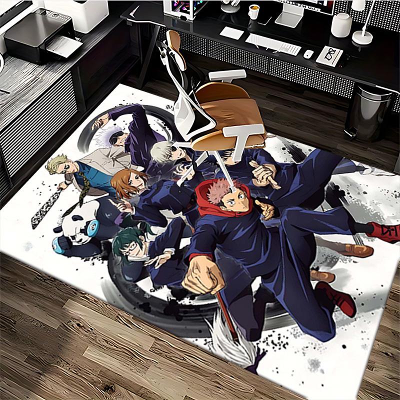 1pc Anime Cartoon Design Jujutsu Kaisen Characters Office Chair Mat Non-Slip Carpet for Home Decor, Suitable for All Seasons, Ideal Gift for Anime Lov