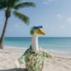 Porch Goose Summer Flamingo Print Shirt Beach Party Outdoor Yard Decoration Accessory Set with Headphones and Sunglasses