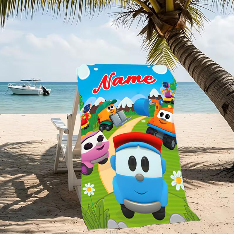 Customizable personalized beach towels Leo the Truck themed designs.Suitable for the beach, yoga, sports;ideal as beach accessories